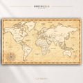 Vintage Political World Map Wall Art Poster – Detailed Educational Geography Print, Countries & Continents Map, Retro World Atlas, Classroom Office Travel Decor, Kids Learning Poster Premium Poster Print - Pick Size