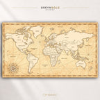 Vintage Political World Map Wall Art Poster – Detailed Educational Geography Print, Countries & Continents Map, Retro World Atlas, Classroom Office Travel Decor, Kids Learning Poster Premium Poster Print - Pick Size