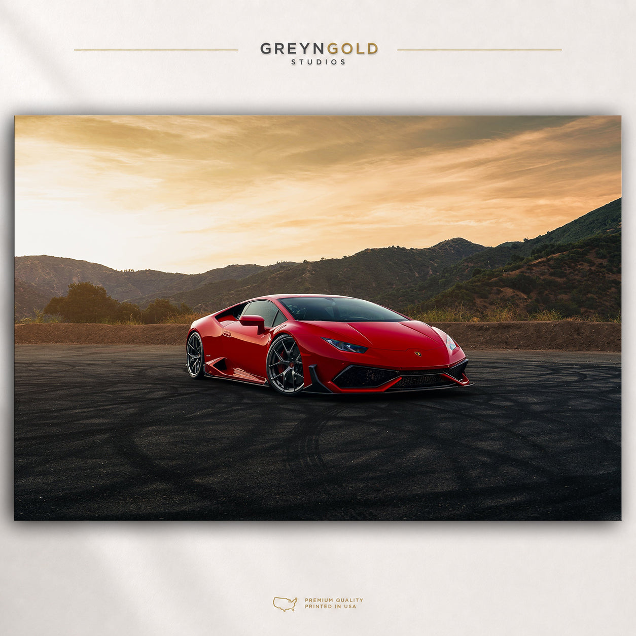 Red Lamborghini Huracán Italian Supercar Poster - Luxury Sports Car Wall Art, Exotic Car Print, Performance Automotive Decor, Racing Garage Wall Art Premium Poster Print - Pick Size