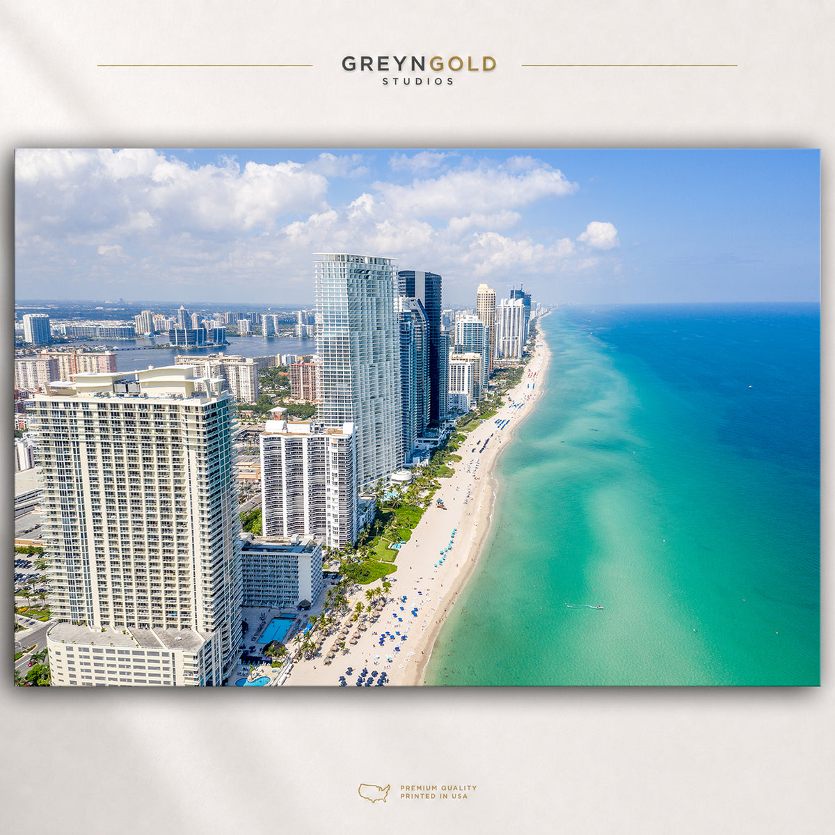 Miami Florida Cityscape Poster, Downtown Skyline Wall Art, Travel Print, Modern Coastal Home Decor Premium Poster Print - Pick Size
