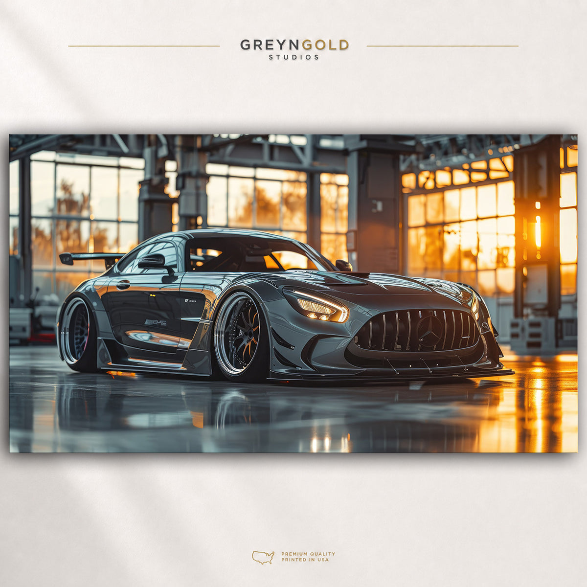 Mercedes-AMG GT Widebody Wall Art Poster – Black Luxury German Sports Car Print, Supercar Garage Decor, Automotive Racing Poster for Man Cave, Office & Bedroom Premium Poster Print - Pick Size