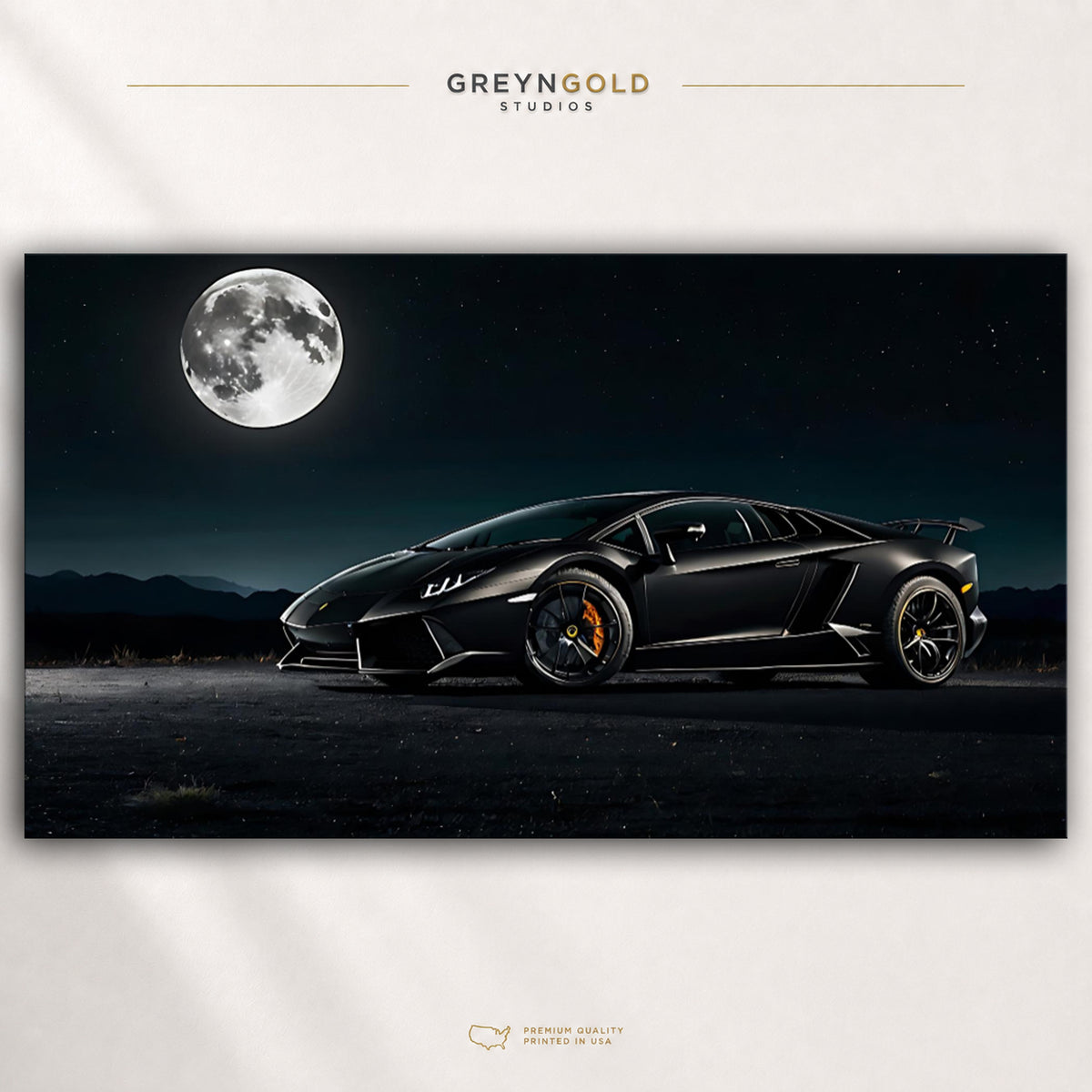 Lamborghini Aventador Black Super Car Wall Art - Italian Sports Car Poster, Exotic Car Print, Racing Automotive Art, Modern Garage Office Bedroom Decor Premium Poster Print - Pick Size