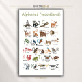Kids Woodland ABC Poster – Animal Alphabet Educational Wall Art, Nursery Preschool Kindergarten Learning Chart Premium Poster Print - Pick Size