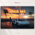 Lamborghini Countach Italian Supercar Wall Art - Miami Retro Car Print, Exotic Sports Car Decor, Luxury Automotive Poster, Garage Man Cave Art Premium Poster Print - Pick Size