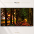 Golden Sunset Woodland Wall Art - Scenic Nature Poster, Green Forest Decor, Peaceful Nature Art, Living Room Bedroom Decor Premium Poster Print - Pick Size