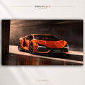 Lamborghini Revuelto Orange Supercar Wall Art - Italian Exotic Sports Car Print, Luxury Automotive Decor, Racing Garage Art, Car Lover Gift Premium Poster Print - Pick Size
