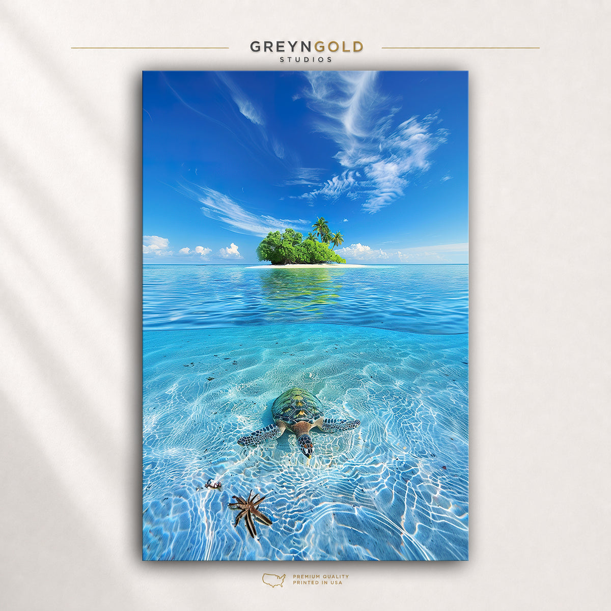 Coastal Beach Wall Art Poster - Blue Ocean Landscape Poster, Seaside Nature Decor, Peaceful Beach Bedroom Living Room Art Premium Poster Print - Pick Size
