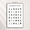 Animal Tracks & Footprints Educational Poster - Wildlife Paw Print Identification Chart, Nature Learning Classroom Wall Art, Kids Room Decor Premium Poster Print - Pick Size