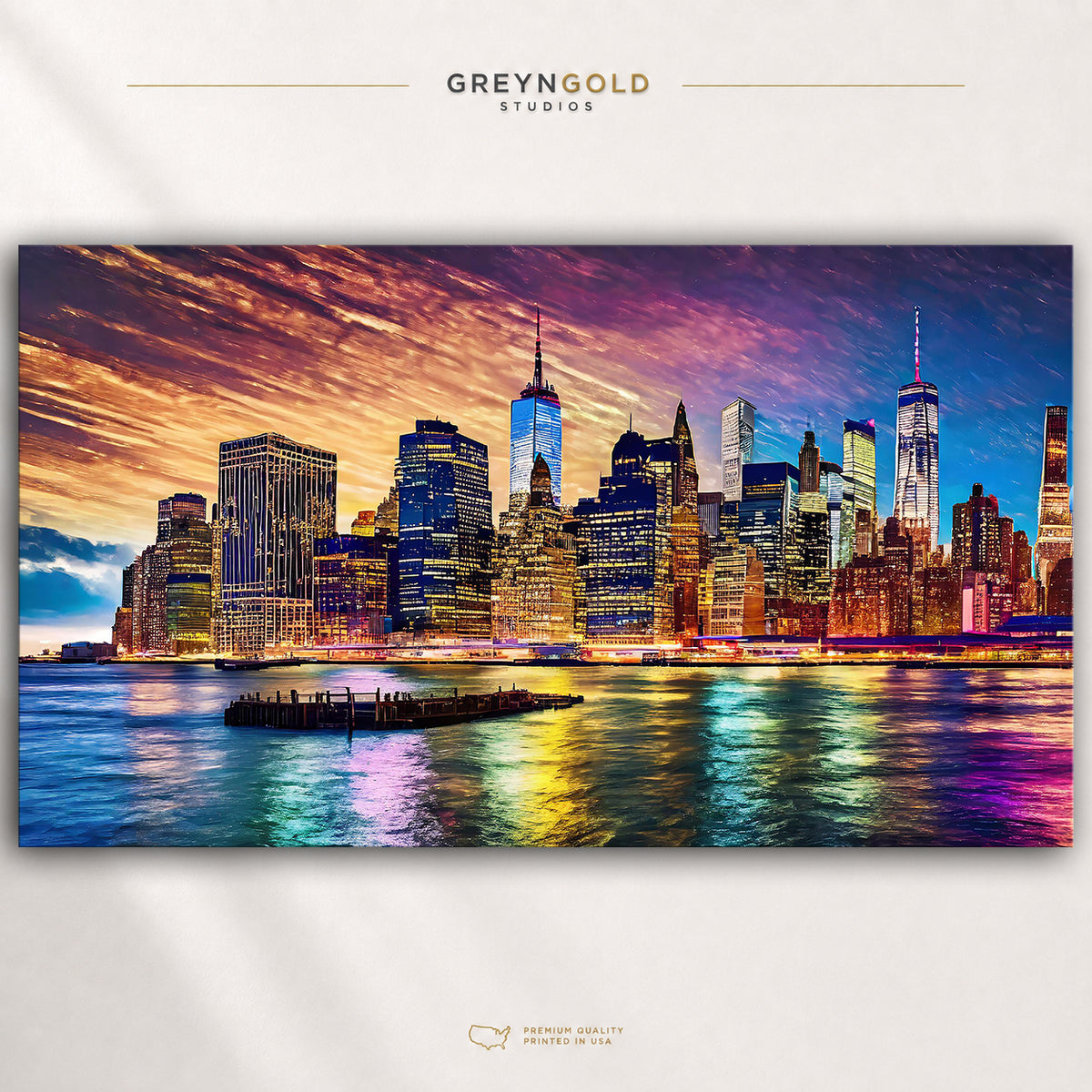 New York Downtown Cityscape Wall Art Poster – Urban Skyline Artwork, Modern Architecture Print, Bedroom Living Room Decor Premium Poster Print - Pick Size