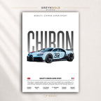 Bugatti Chiron Super Sport Car Poster - French Hypercar Wall Art, Luxury Car Print, Exotic Racing Car Decor, Automotive Garage Art, Car Lover Gift Premium Poster Print - Pick Size