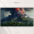 Volcano Mountain Wall Art Poster - Erupting Volcano Landscape Print, Scenic Mountain Nature Poster, Fiery Peak Wall Decor, Living Room Bedroom Decor Premium Poster Print - Pick Size