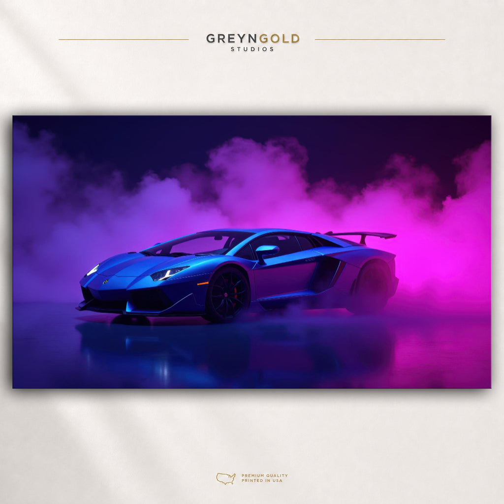 Lamborghini Aventador Sports Car Wall Art - Italian Super Car Poster, Exotic Car Print, Racing Automotive Art, Modern Garage Office Bedroom Decor Premium Poster Print - Pick Size