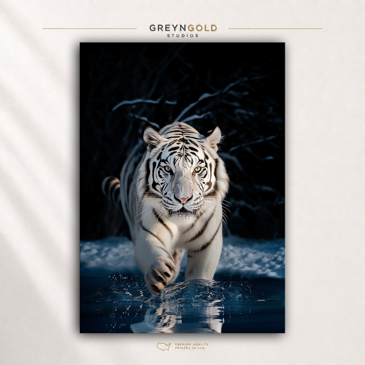 White Tiger Wildlife Animal Poster – Wild Animal Nature Wall Art Print, Safari Jungle Decor, Rustic Home Wall Decoration Premium Poster Print - Pick Size