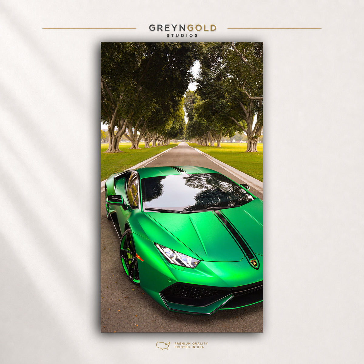 Green Lamborghini Huracán Italian Supercar Wall Art - Exotic Sports Car Print, Luxury Automotive Decor, Racing Car Poster, Garage Man Cave Art Premium Poster Print - Pick Size