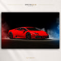 Red Lamborghini Huracán Poster - Italian Supercar Wall Art, Exotic Sports Car Print, Luxury Automotive Decor, Racing Car Poster, Garage Man Cave Art Premium Poster Print - Pick Size