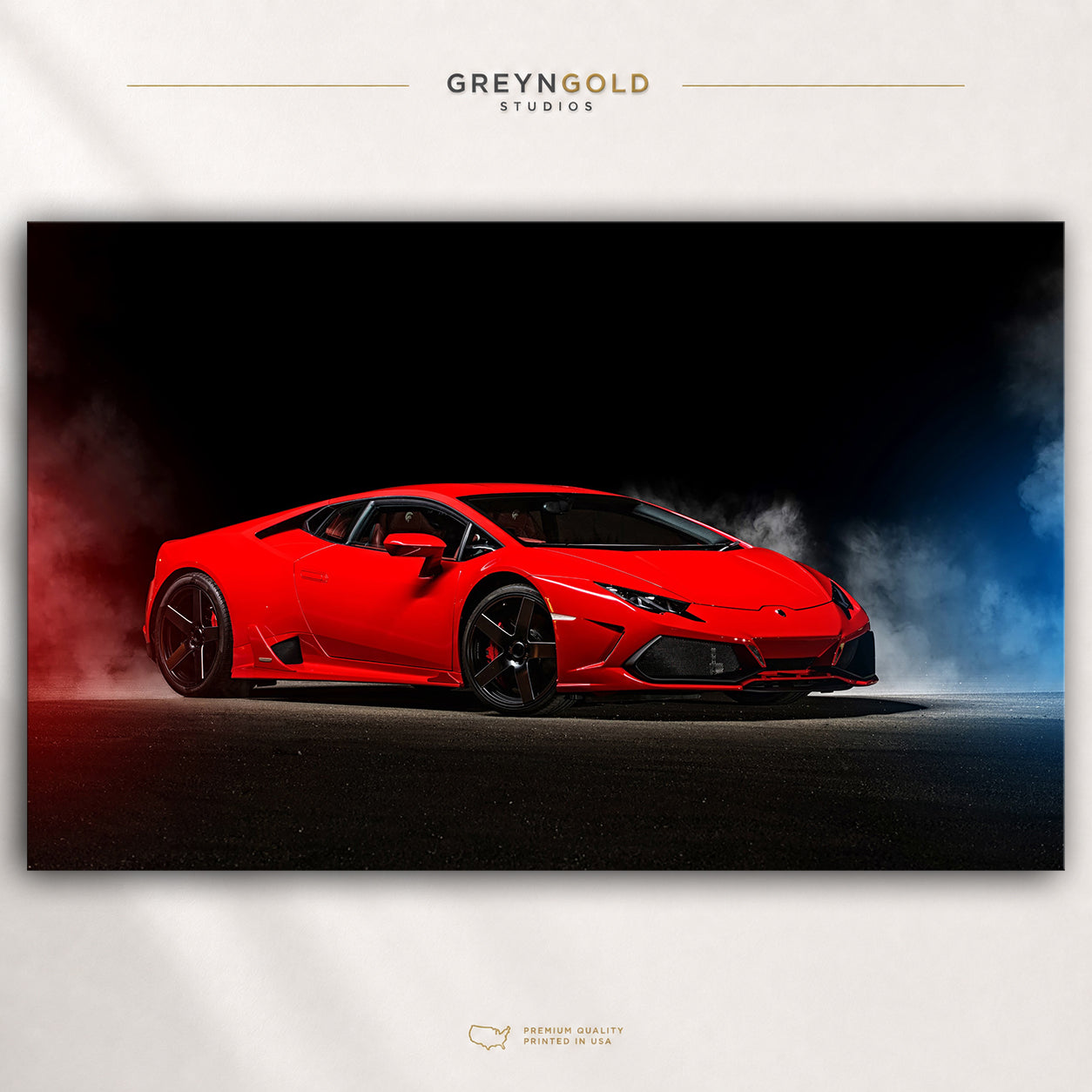 Red Lamborghini Huracán Poster - Italian Supercar Wall Art, Exotic Sports Car Print, Luxury Automotive Decor, Racing Car Poster, Garage Man Cave Art Premium Poster Print - Pick Size