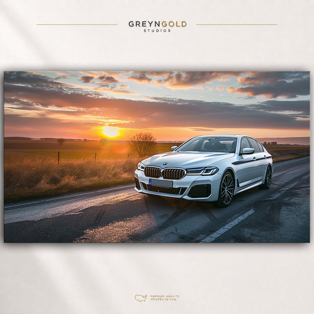 BMW M Series White Car Poster – Performance Automotive Wall Art, German Sports Car Print, Garage & Office Decor Premium Poster Print - Pick Size