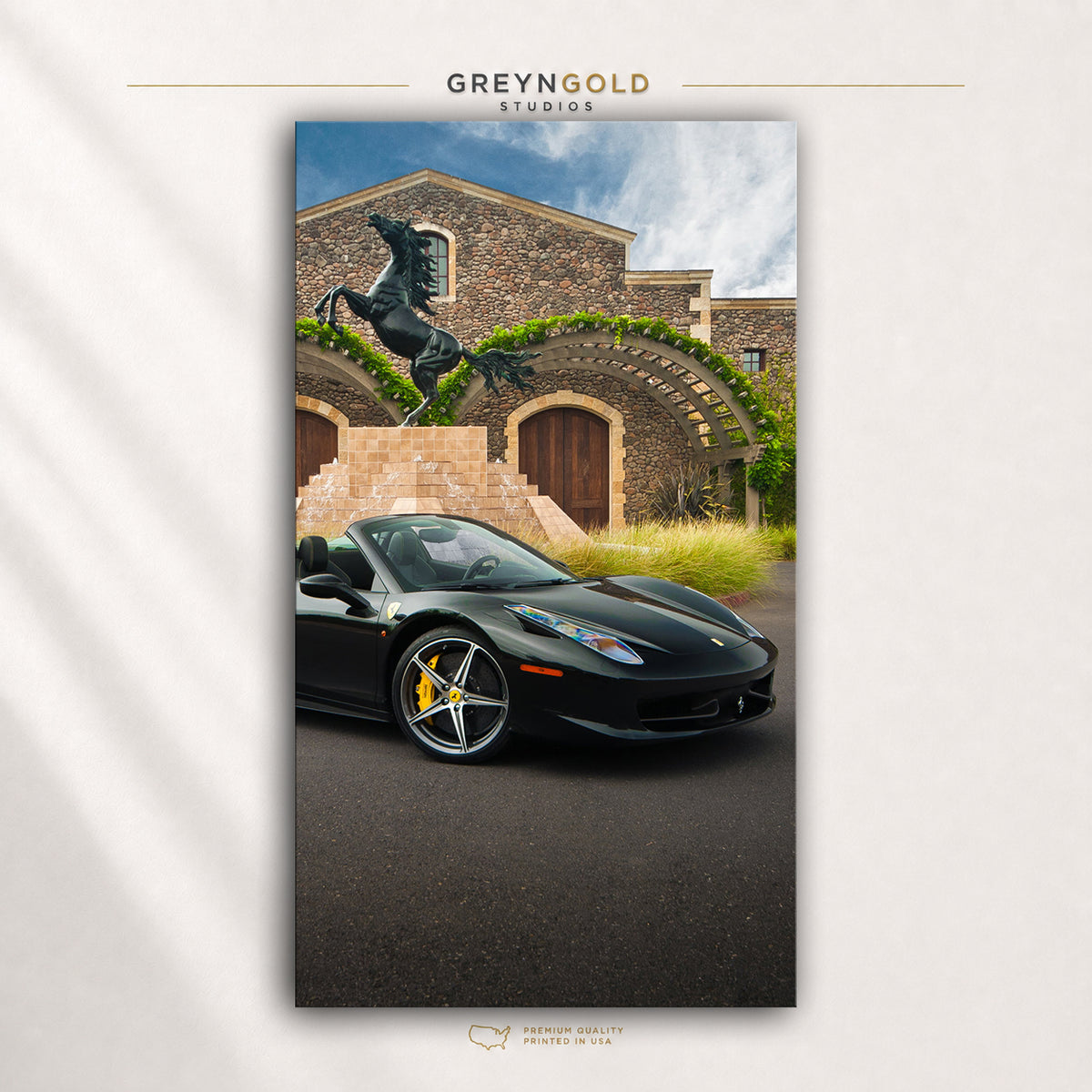 Black Ferrari Supercar Wall Art Poster, Italian Sports Car Print, Luxury Automotive Decor, Racing Car Garage Art, Car Lover Gift Premium Poster Print - Pick Size