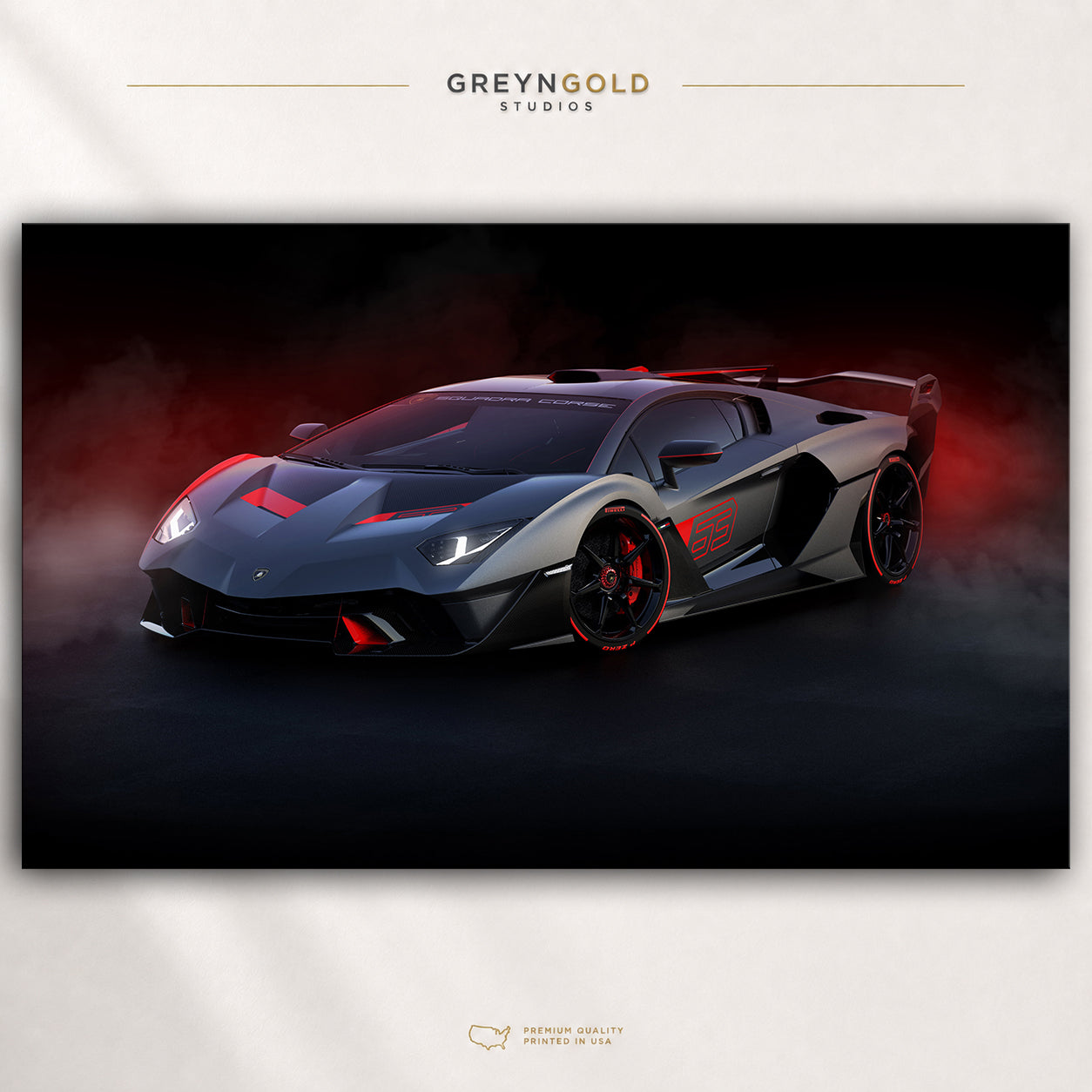 Lamborghini SC63 Italian Race Car Poster - Motorsport Wall Art, Exotic Hypercar Print, Luxury Automotive Racing Decor, Garage Man Cave Art Premium Poster Print - Pick Size