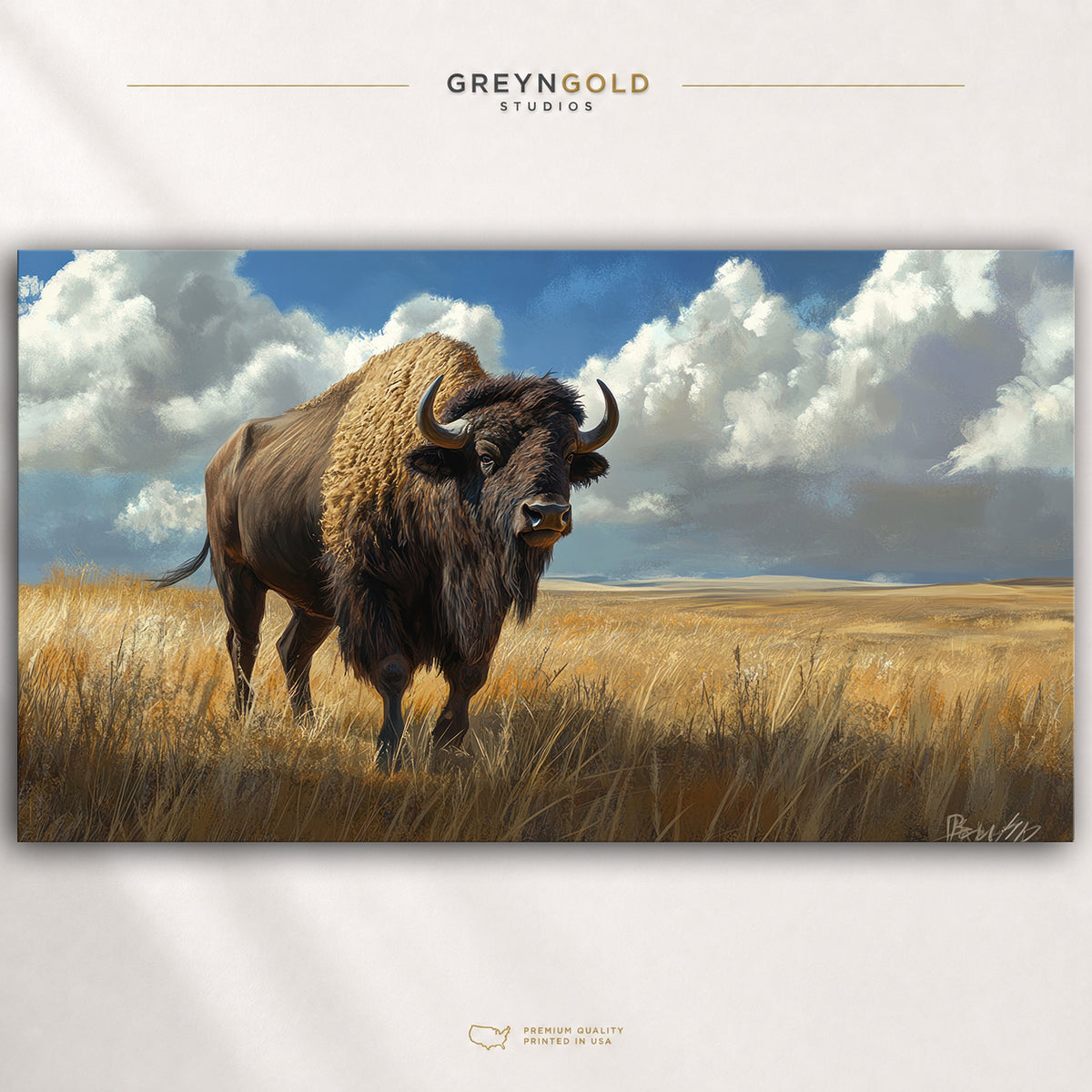 American Bison Wall Art Poster, Buffalo Wildlife Print, Safari Animal Decor, Nature Artwork, Living Room Office Bedroom Wall Art Premium Poster Print - Pick Size