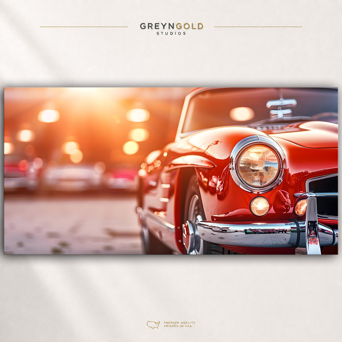Classic Red Automobile Poster – Vintage Car Show Wall Art & Retro Automotive Print, Garage Man Cave Decor Premium Poster Print - Pick Size