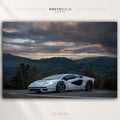 White Lamborghini Countach LPI 800-4 Italian Supercar Poster - Luxury Sports Car Wall Art, Exotic Car Print, Modern Automotive Decor, Garage Man Cave Art Premium Poster Print - Pick Size