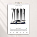 Pagani Zonda R Italian Sport Car Wall Art - Exotic Supercar Specification Print, Luxury Performance Car Decor, Racing Garage Art, Car Lover Gift Premium Poster Print - Pick Size