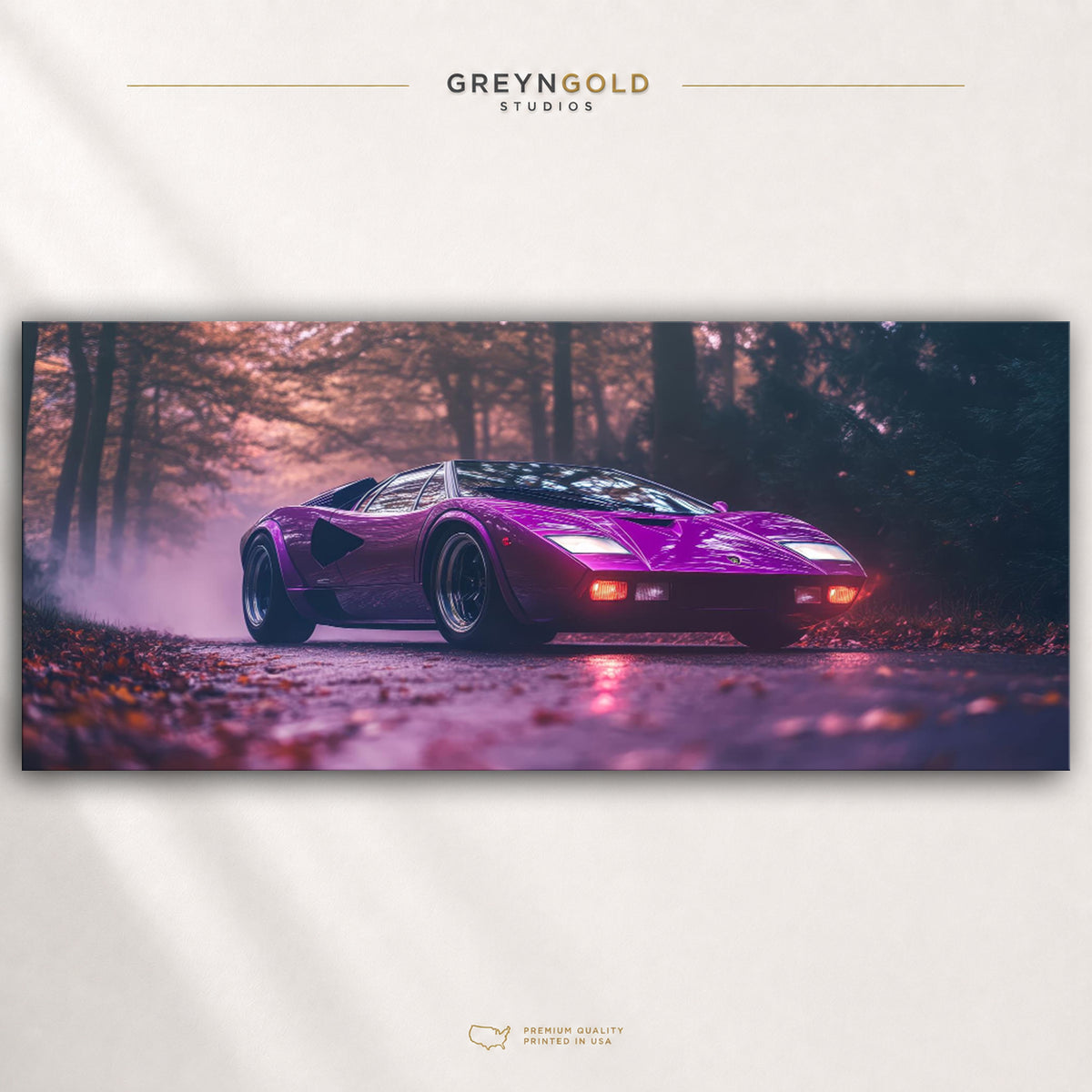 Purple Classic Lamborghini Countach Super Car Wall Art - Italian Racing Car Poster, Sports Car Print, Modern Automotive Art, Garage Office Bedroom Decor Premium Poster Print - Pick Size