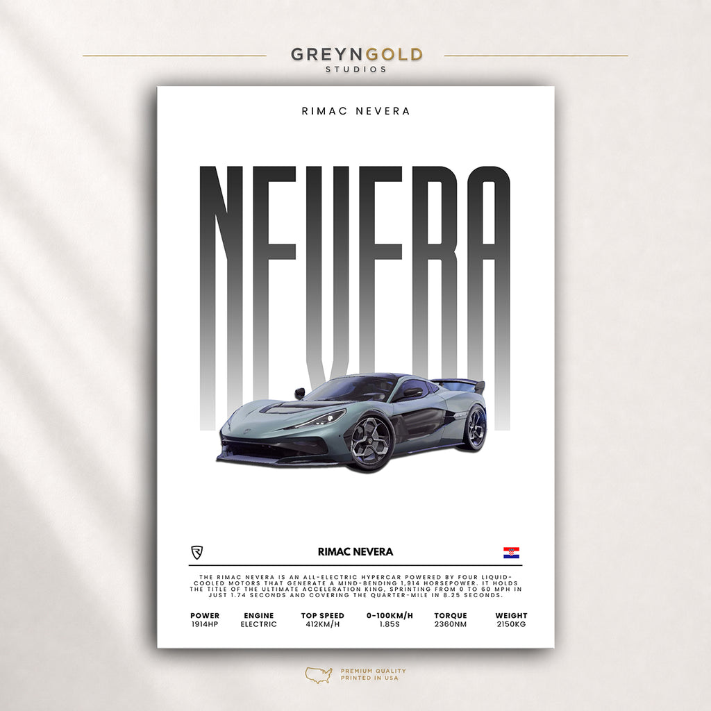 Rimac Nevera Sport Car Wall Art - Supercar Print, Luxury Performance Car Decor, Racing Garage Art, Car Lover Gift Premium Poster Print - Pick Size