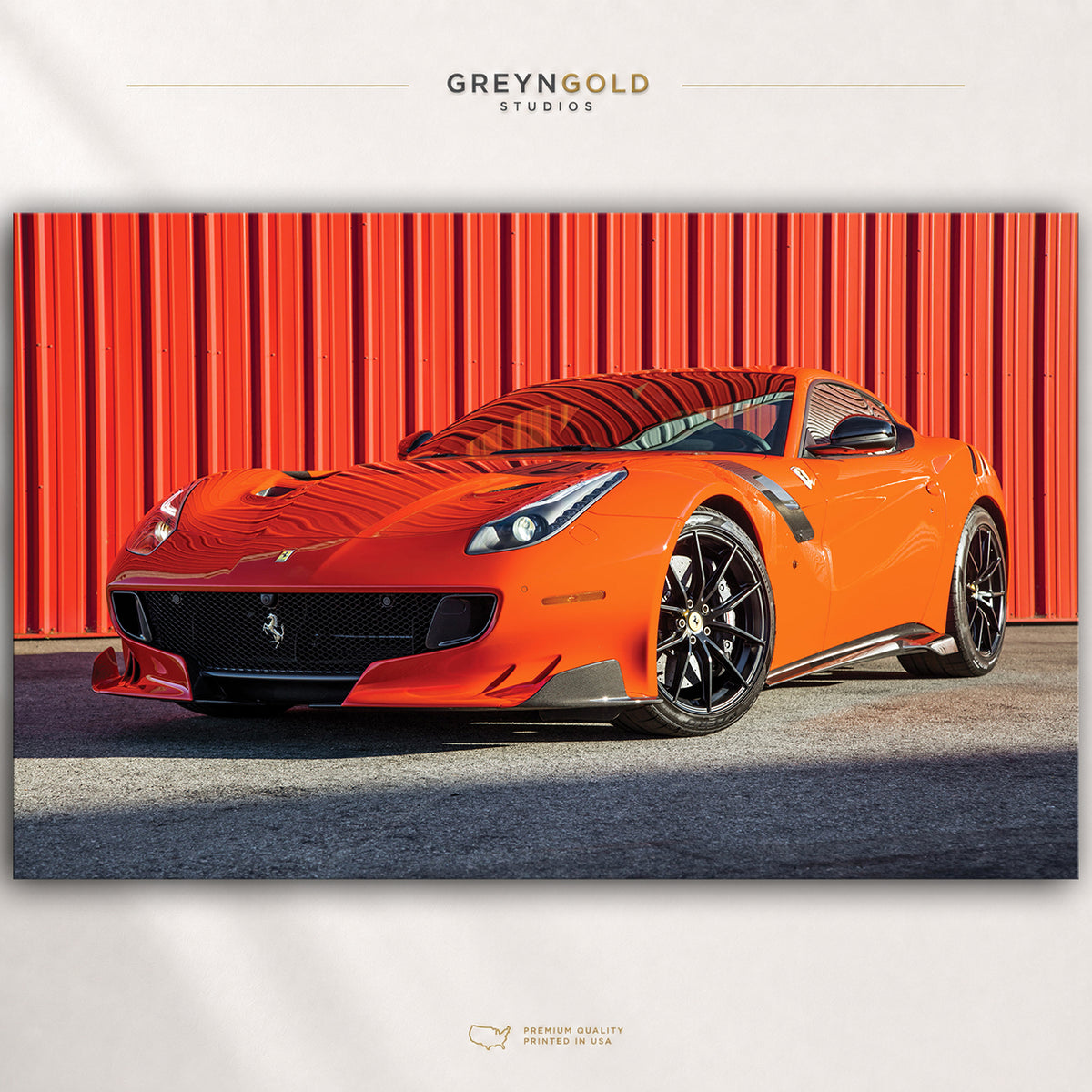 Orange Ferrari Automotive Wall Art Poster – Exotic Italian Supercar Print, Luxury Sports Car Decor, Racing Car Garage Art, Car Enthusiast Gift Premium Poster Print - Pick Size