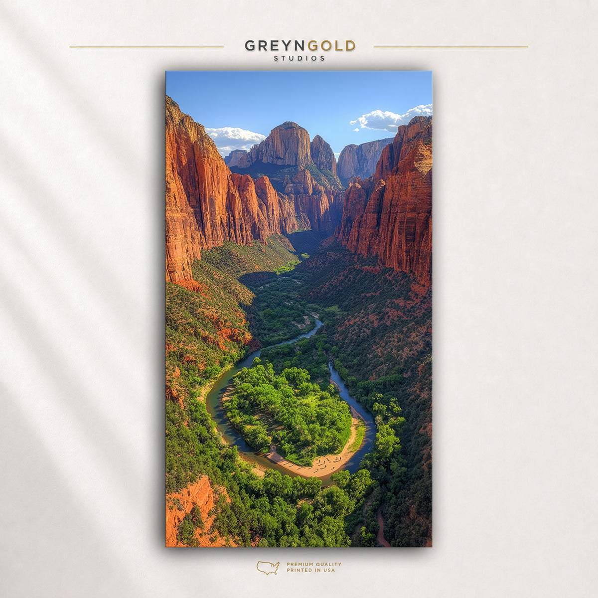 Zion National Park Poster – Utah USA Virgin River Canyon Wall Art, Red Rock Mountain Landscape, Scenic Travel Print Premium Poster Print - Pick Size