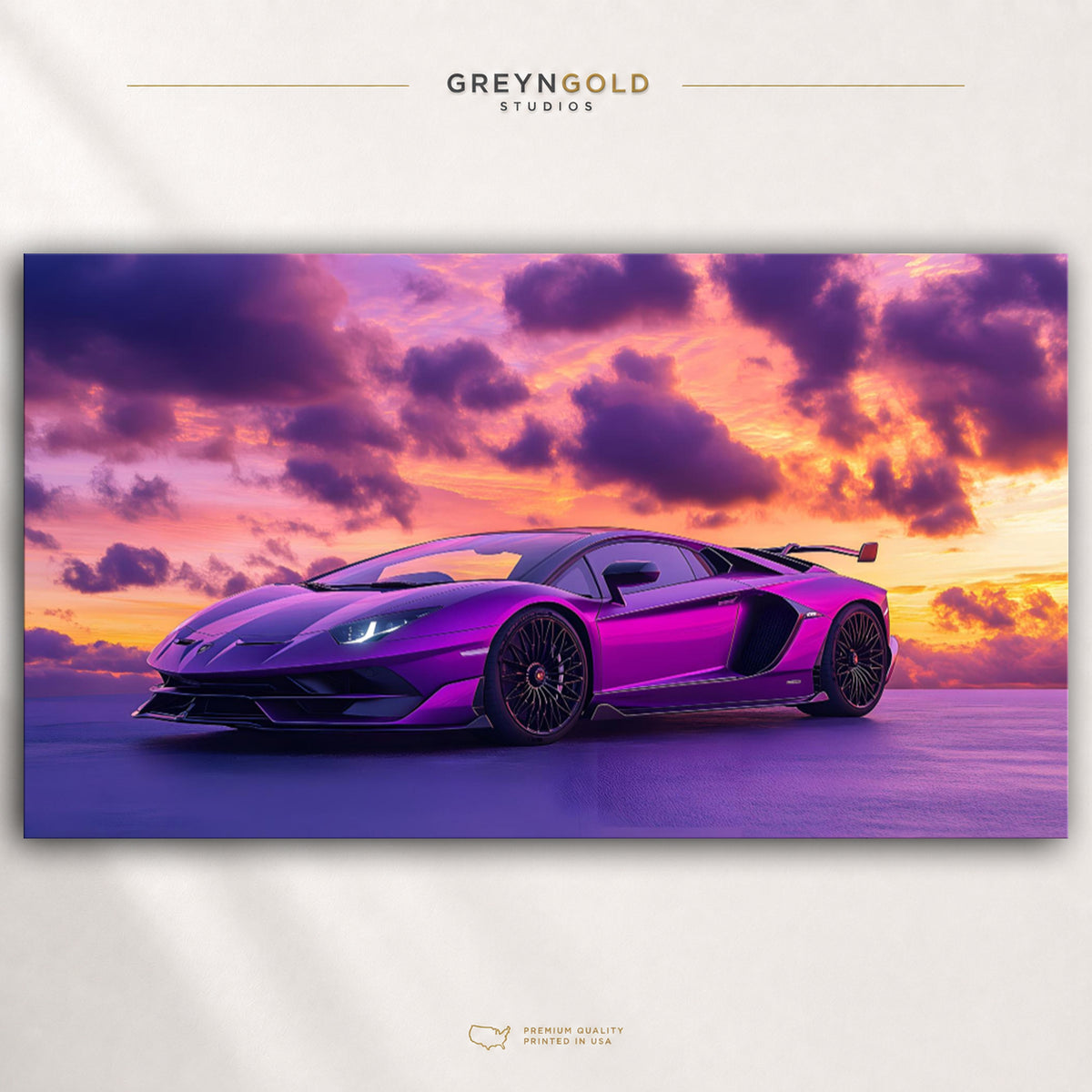 Purple Lamborghini Aventador Sports Car Wall Art - Italian Super Car Poster, Exotic Racing Car Print, Modern Automotive Art, Garage Decor Premium Poster Print - Pick Size