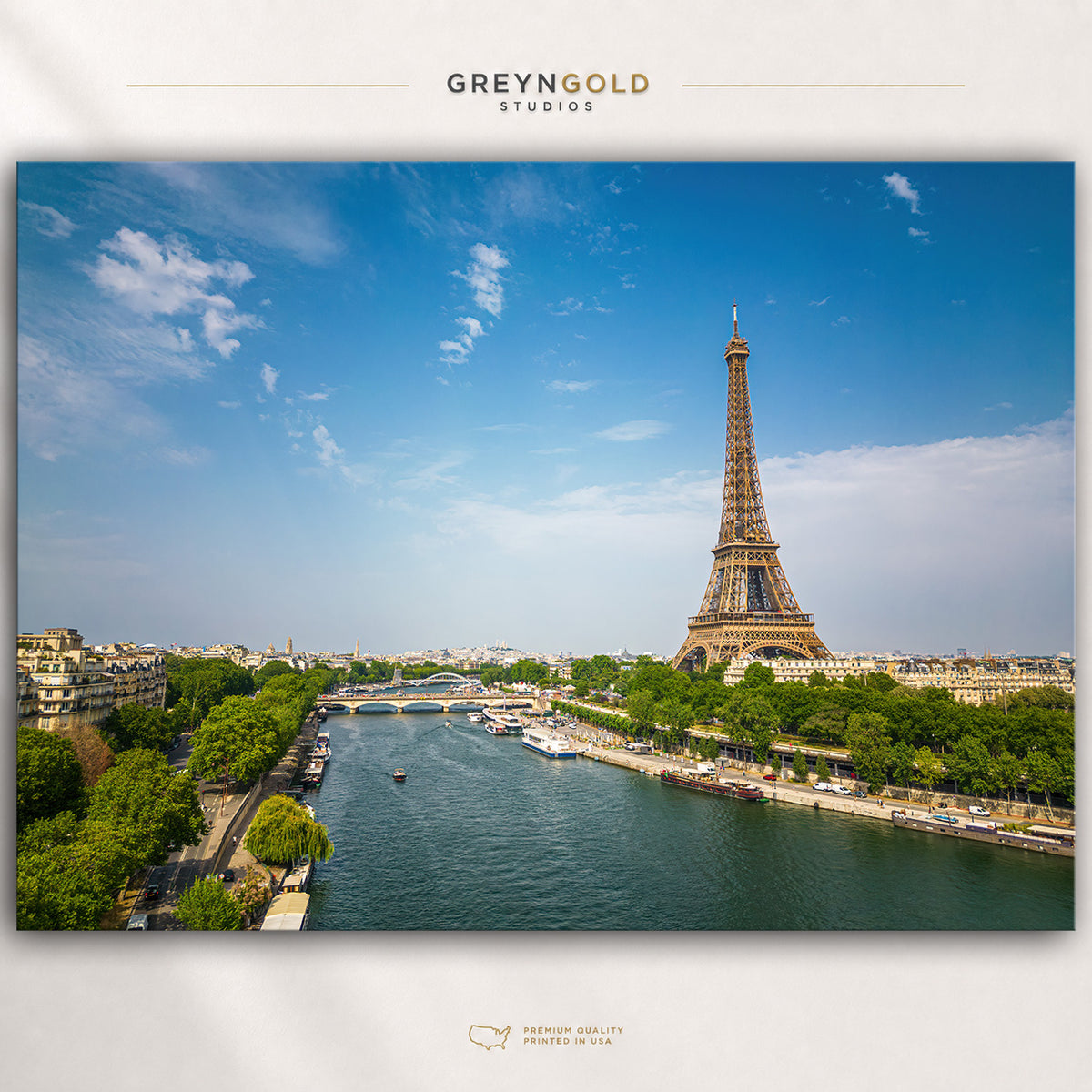 Paris Wall Art Poster - Eiffel Tower Print, France Travel Poster, Cityscape Skyline Home Decor Premium Poster Print - Pick Size