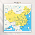 China Map Wall Art Poster, Educational Political Map of China, States & Cities Geography Print, Classroom Learning Decor, Kids Study Room Poster, Travel Map, Office & Home Decor Premium Poster Print - Pick Size