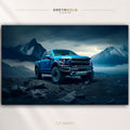 Ford F-150 Raptor Poster – Blue Off-Road Truck Wall Art, 4x4 Pickup Print, Automotive Decor, Man Cave Garage Wall Decor Premium Poster Print - Pick Size