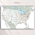 USA Road Map Wall Art Poster – United States Highways, Cities & States Map, Detailed American Travel Route Print, Geography Classroom Decor, Office Wall Art, US Road Trip Map Premium Poster Print - Pick Size