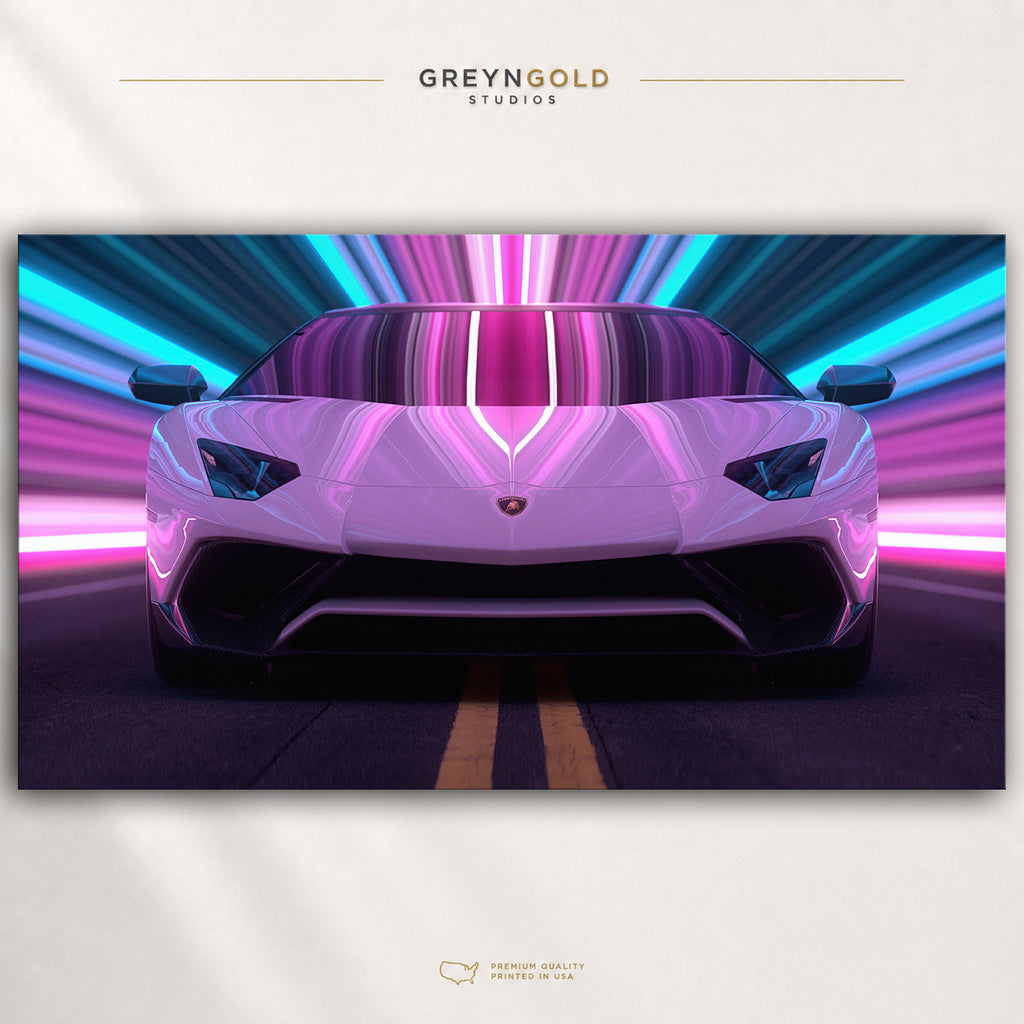 Lamborghini Aventador Italian Supercar Wall Art - Exotic Sports Car Print, Luxury Car Decor, Automotive Racing Poster, Garage Man Cave Art Premium Poster Print - Pick Size