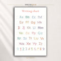 Alphabet Writing Poster for Kids – ABC & Numbers Handwriting Practice Chart, Preschool Kindergarten Educational Classroom Wall Art Premium Poster Print - Pick Size