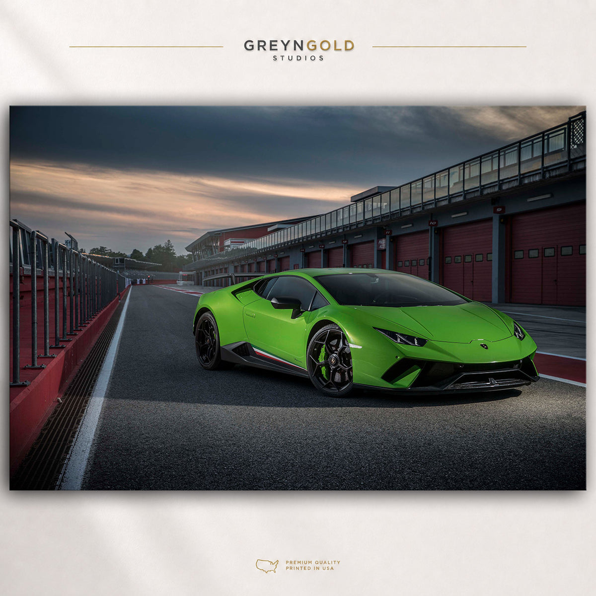 Lamborghini Huracan Performante Poster, Green Supercar Wall Art, Italian Sports Car Print, Racing Garage Decor, Luxury Automotive Car Art Premium Poster Print - Pick Size