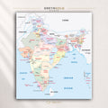 India Map Wall Art Poster, Educational Political Map of India, Indian States & Cities Geography Print, Classroom Learning Decor, Kids Study Room Poster, Travel Map, Office & Home Decor Premium Poster Print - Pick Size