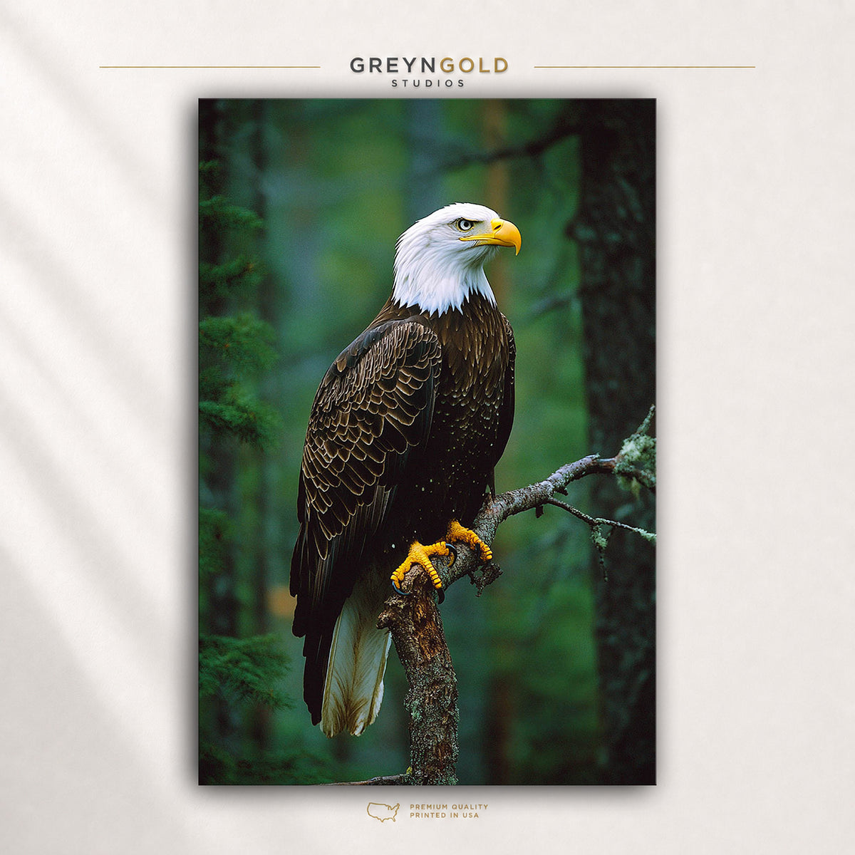 Bald Eagle Wildlife Wall Art Poster - Animal Nature Print, Forest & Safari Decor, Cabin Lodge Wall Decor, Nature Lover Gift, Bedroom Living Room Office Art Premium Poster Print - Pick Size