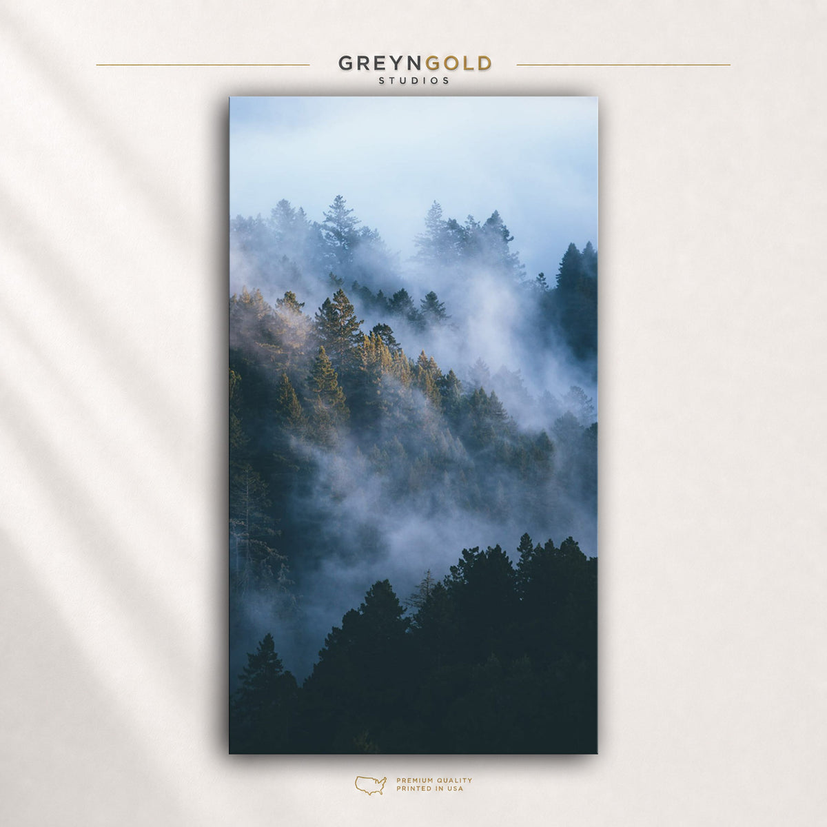 Misty Forest Wall Art Poster - Foggy Woodland Landscape Print, Green Nature Poster, Mountain Forest Decor, Scenic Wilderness Wall Art, Cabin Bedroom Office Decor Premium Poster Print - Pick Size