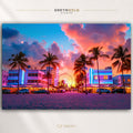 Miami Skyline Poster - Miami Florida Wall Art, Cityscape Travel Print, Modern Coastal Home Decor Premium Poster Print - Pick Size