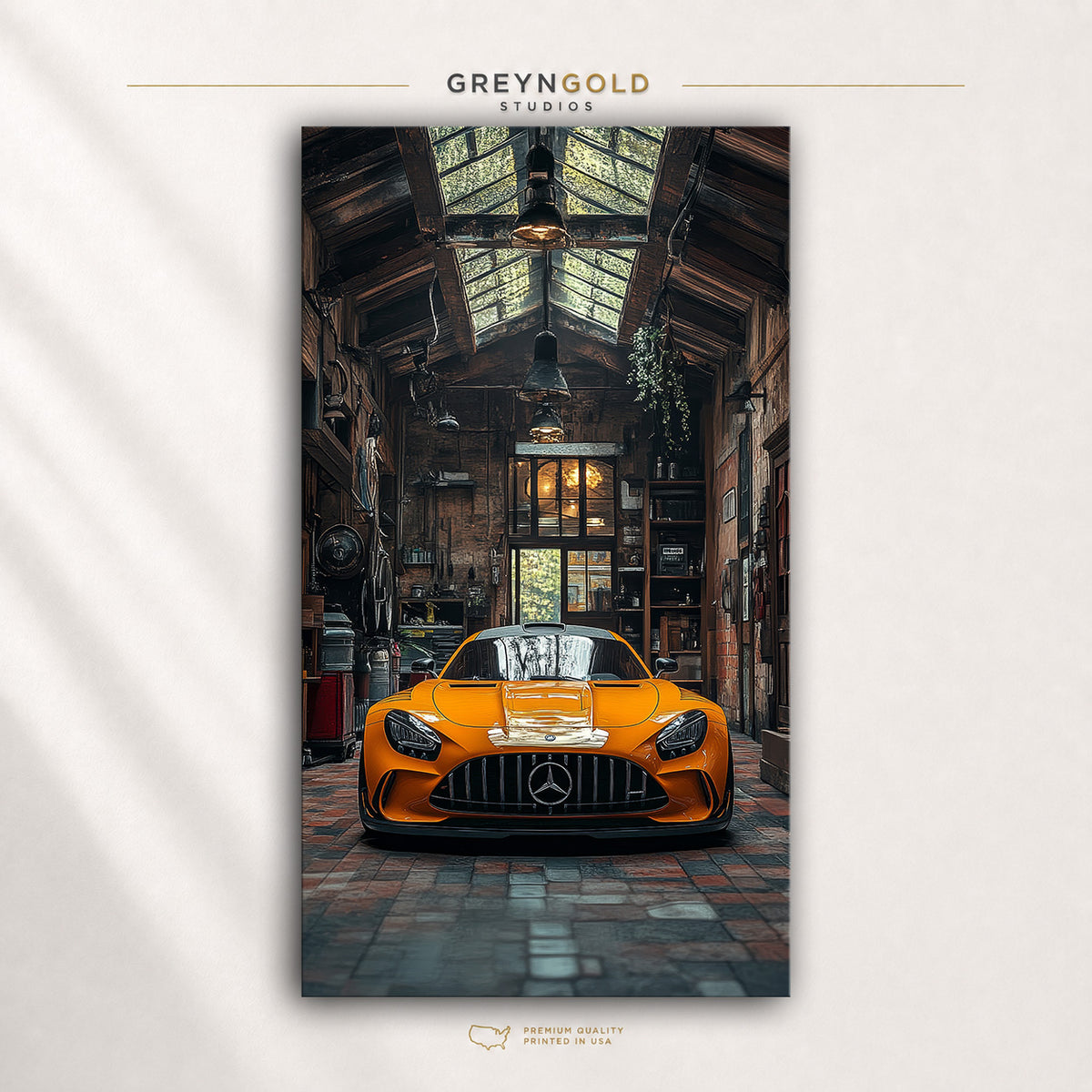 Mercedes AMG GT Wall Art – Orange German Sports Car Poster, Luxury Automotive Garage Decor Premium Poster Print - Pick Size