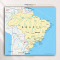 Brazil Map Wall Art Poster – Detailed Brazilian Country Map Print, South America Geography Decor, Educational Travel Poster, Modern Office Home Classroom Wall Art Premium Poster Print - Pick Size