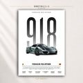 Porsche 918 Spyder Super Car Wall Art, Luxury Sports Car Decor, Racing Garage Art, Car Lover Gift Premium Poster Print - Pick Size