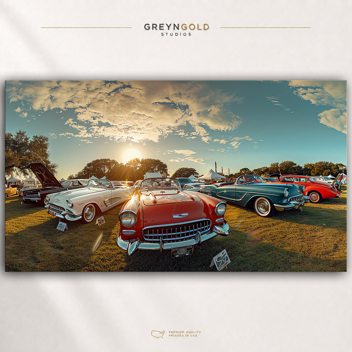 1950s & 1960s Classic Cars Poster – Vintage American Car Show Wall Art & Retro Automotive Print, Garage Man Cave Decor Premium Poster Print - Pick Size