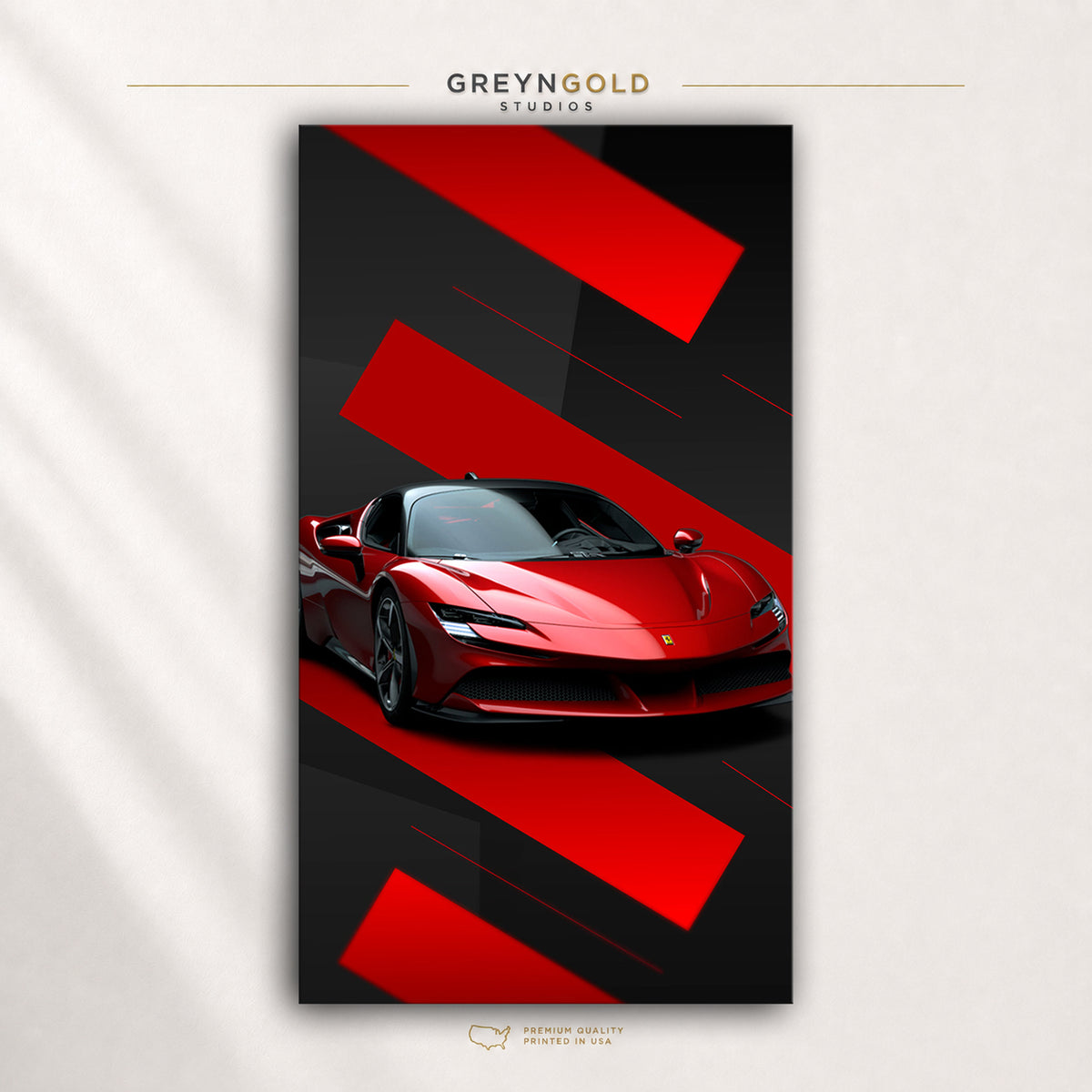 Ferrari Car Poster – Supercar Wall Art, Italian Exotic Sports Car Print, Luxury Garage Decor, Racing Automotive Poster, Car Lover Gift Premium Poster Print - Pick Size