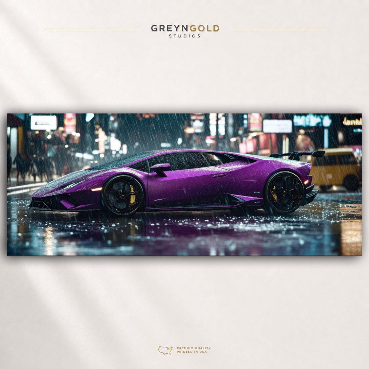 Purple Lamborghini Huracan Luxury Car Wall Art - Italian Super Car Poster, Exotic Racing Car Print, Modern Automotive Art, Sport Car Garage Decor Premium Poster Print - Pick Size