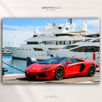 Red Lamborghini Aventador Luxury Supercar Wall Art - Sports Car Poster, Exotic Car Print, Racing Automotive, Modern Garage Office Bedroom Wall Decor Premium Poster Print - Pick Size